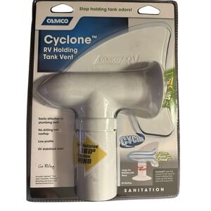 Camco 40595‎ White Round Resin Cyclone Plumbing Vent w Weather Vane